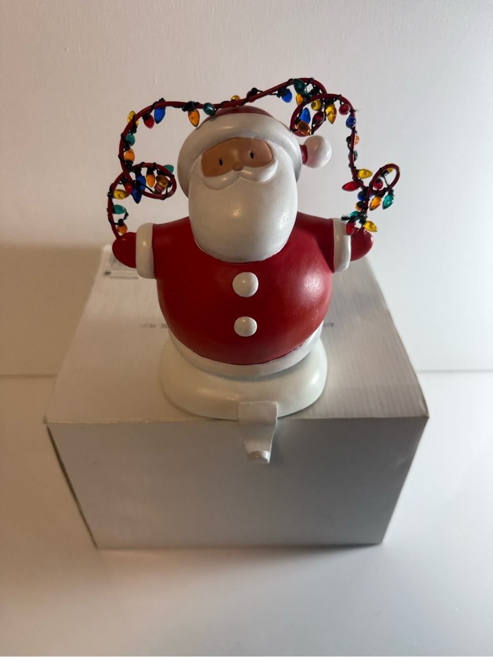Department 56 Jolly Santa And Lights Shelf Sitter Stocking Hanger Christmas